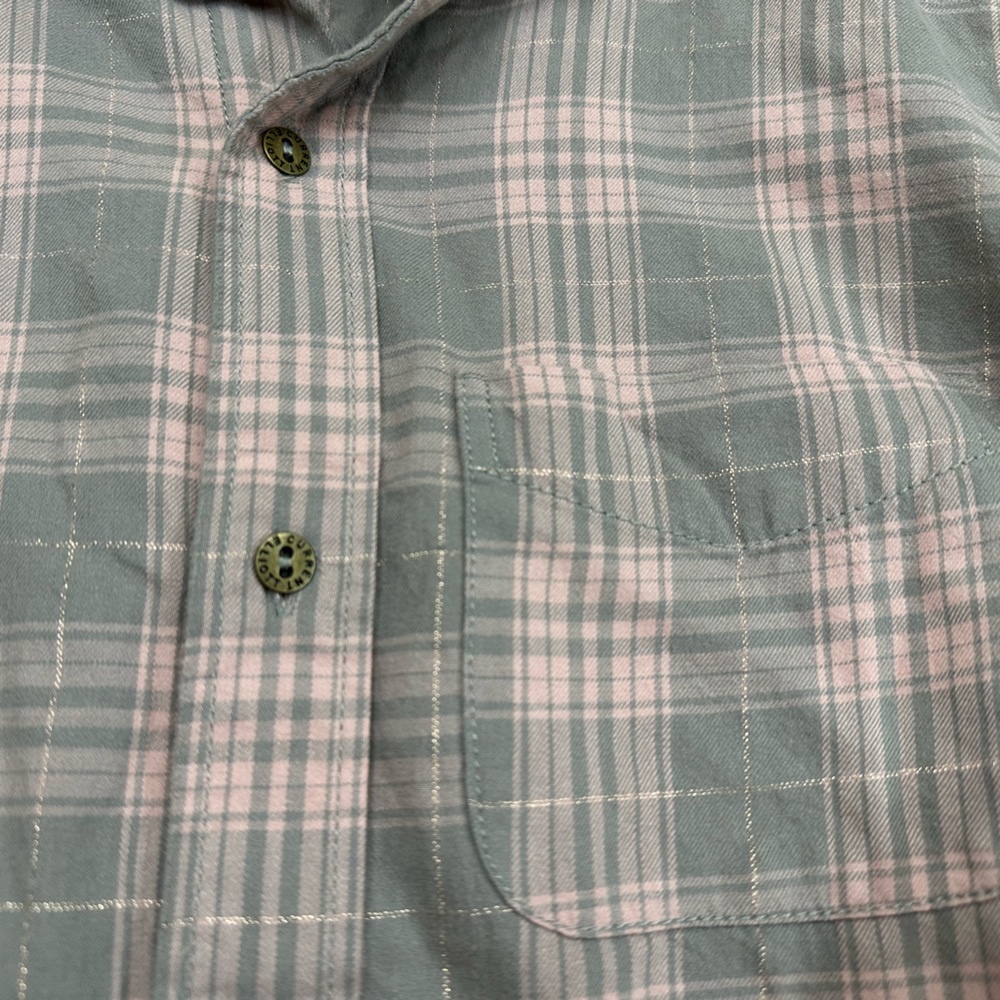 Current/Elliot Women’s Button Down Frayed Hem Shirt Size 0 Gray and Pink - Picture 8 of 10